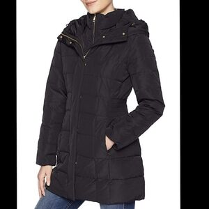 Cole Haan Women's Signature Black Oversized Hood Down Coat Parka - Size L